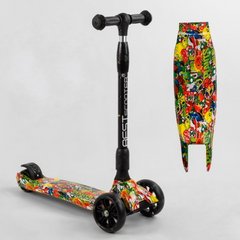 Самокат трехколесный Best Scooter складной алюминиевый руль, 3 колеса PU со светом, передний 130х35 мм, задний 80х45 мм, в коробке 59-208 фото